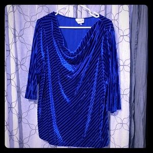 Blue velvet dress blouse